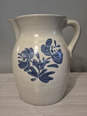 Pfaltzgraff Yorktowne Ceramic Pitcher with Blue Floral Design